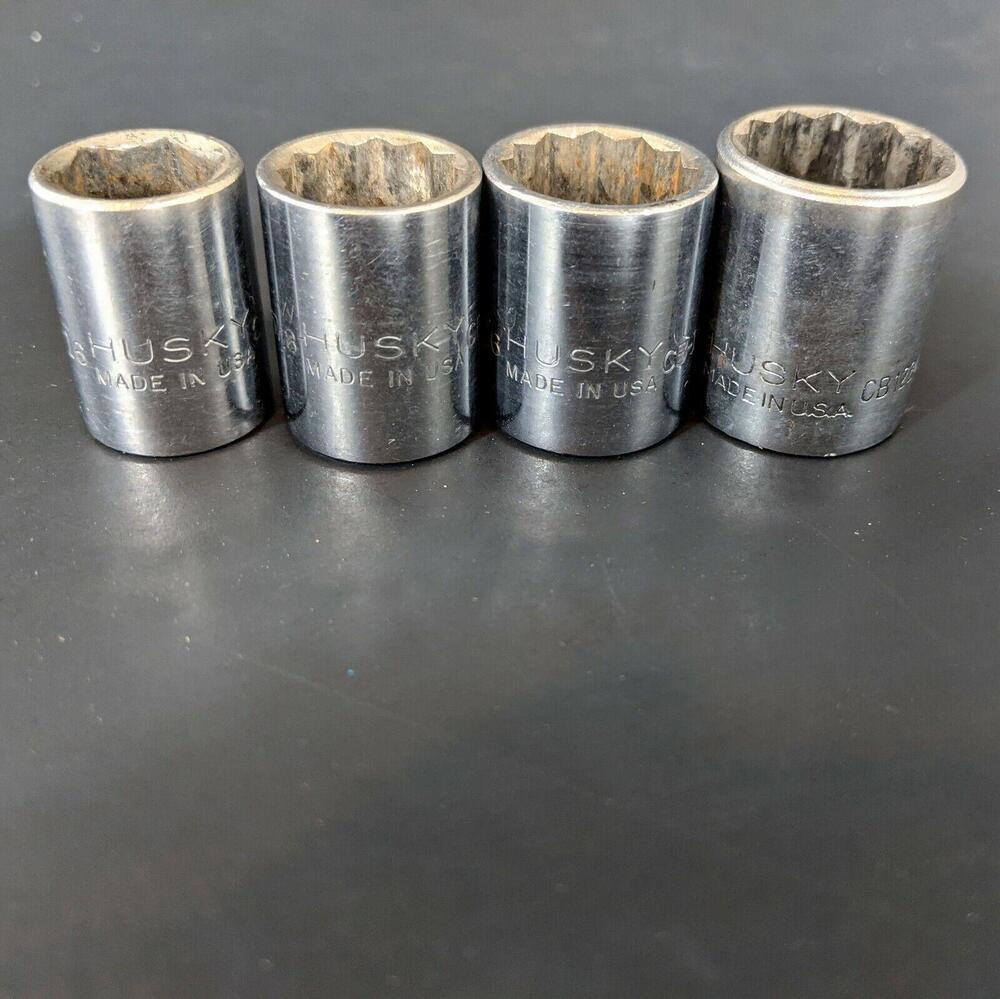 Husky USA 9/16 5/8 11/16 3/4 Sockets (12 Point & 6) 3/8" Drive